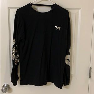 PINK sequin open back long sleeve